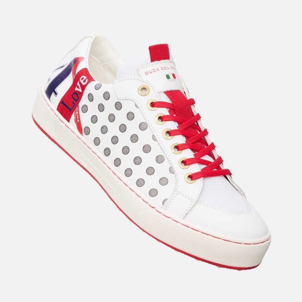 Duca Del Cosma Esti Golf Shoe Leather Sneakers White/Red